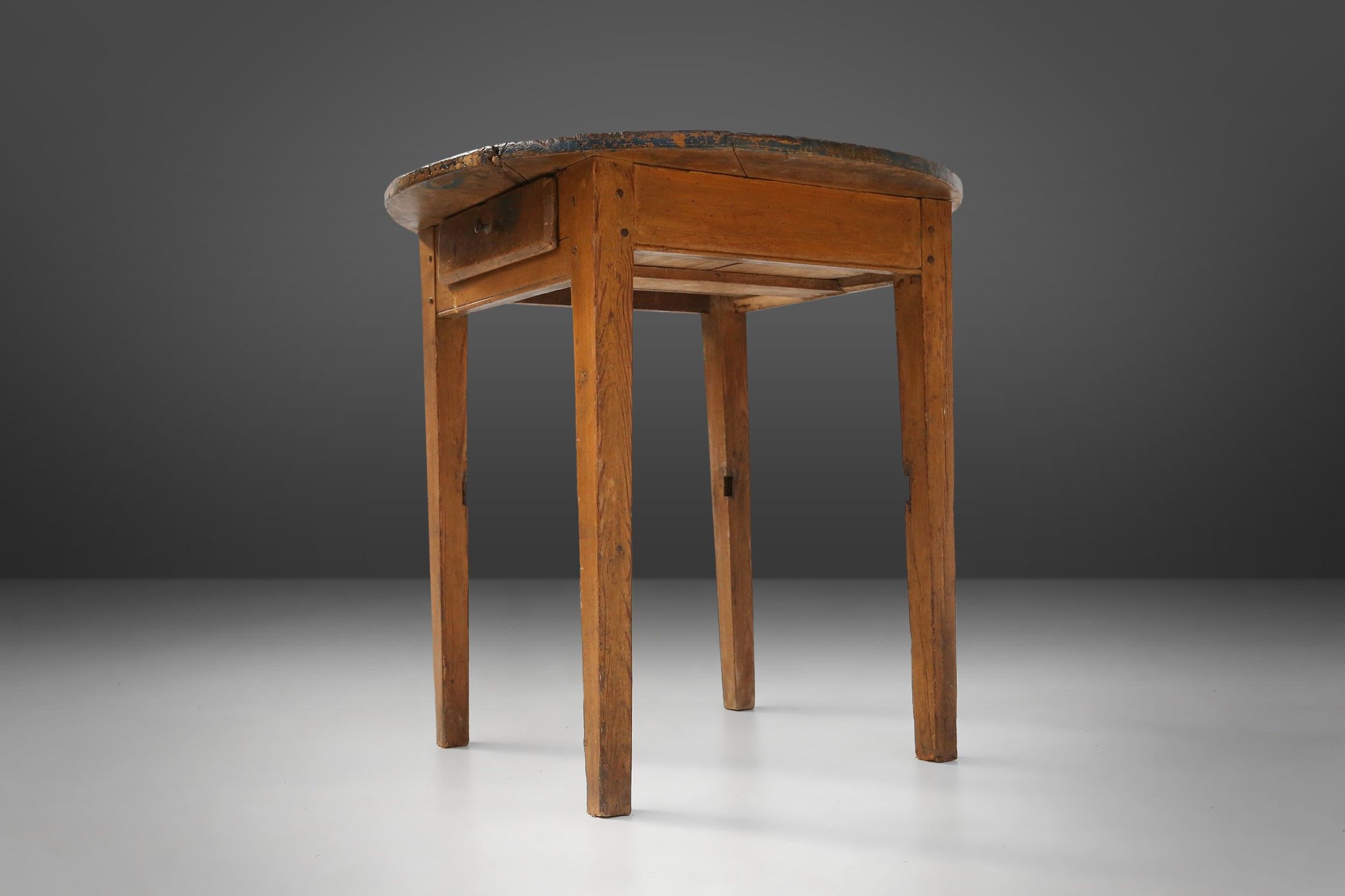 French round side table in oak with blue top and beautiful patina, ca. 1850thumbnail